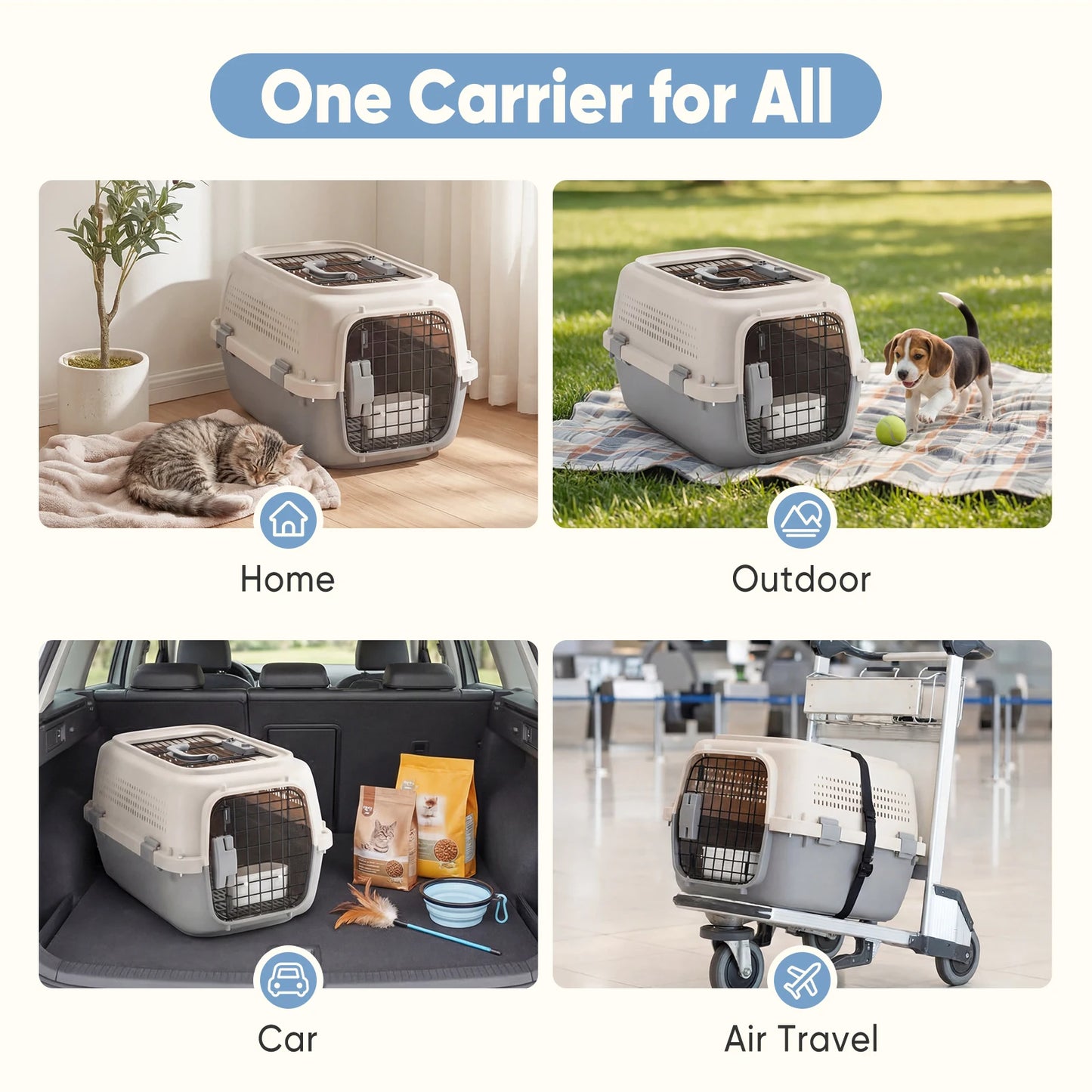 Pet Carrier For Small Dogs And Cats With Front Top Load Wire Door