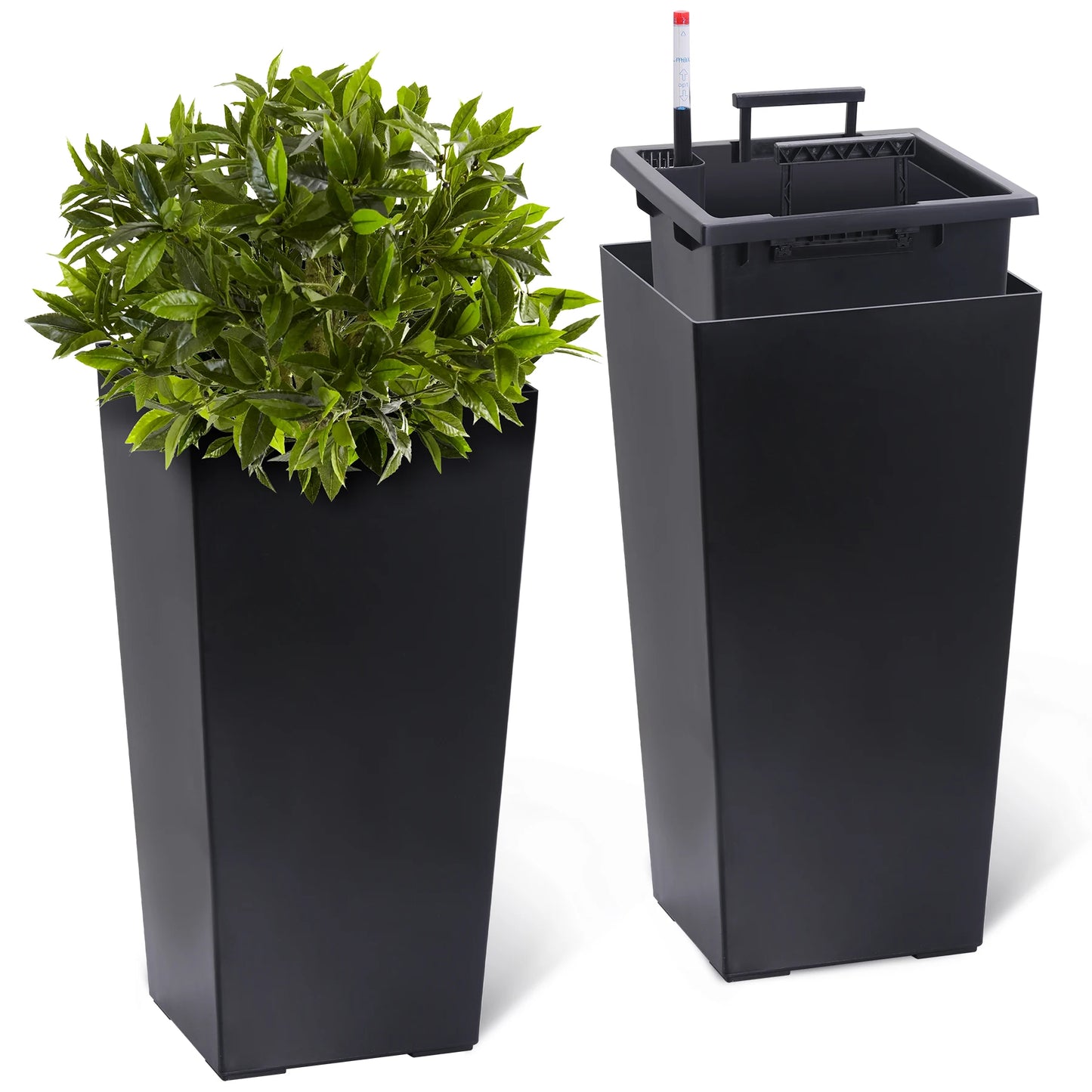 Two Pack Indoor Outdoor Planter Pots With Drainage Auto Watering