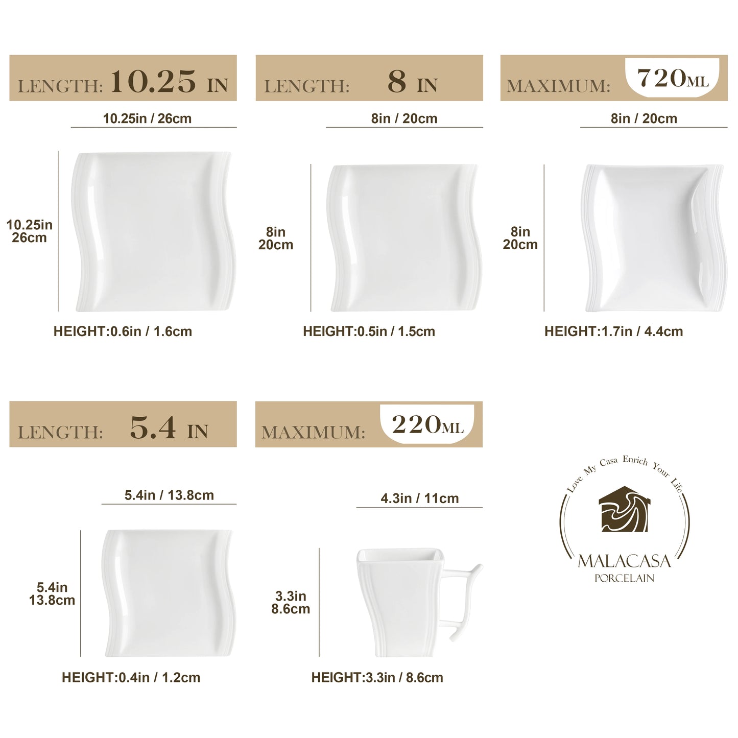 Malacasa White Porcelain Dinnerware Set For Everyday Dining