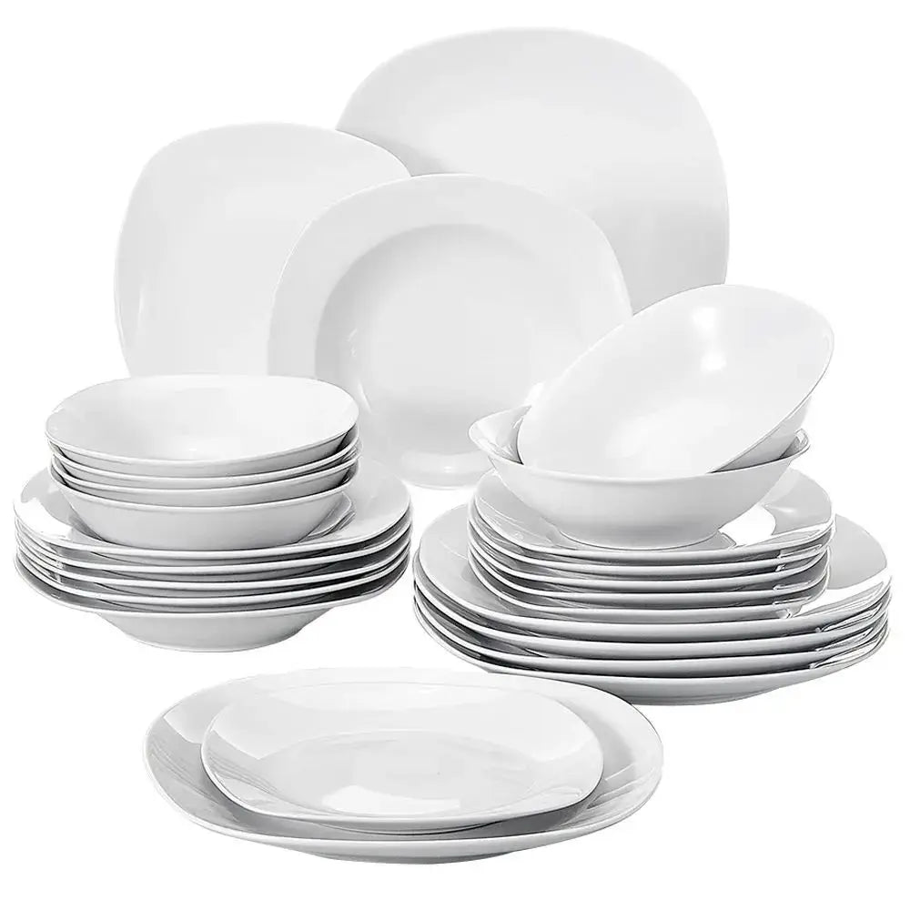 MALACASA Elisa Porcelain Dinnerware Set For Six Ceramic Tableware