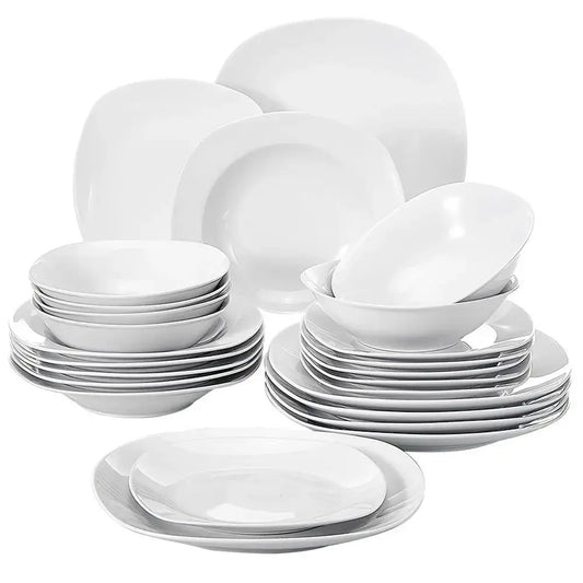MALACASA Elisa Porcelain Dinnerware Set For Six Ceramic Tableware