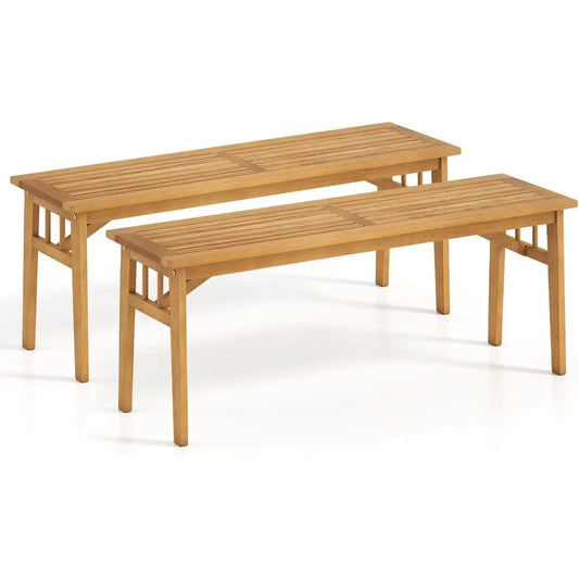 HAPPYGRILL Outdoor Acacia Wood Dining Bench For Patio And Garden