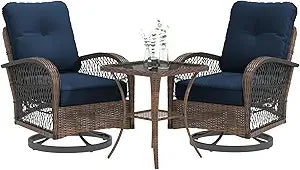 Patio Furniture Set With Swivel Rocker Chairs And Cushions