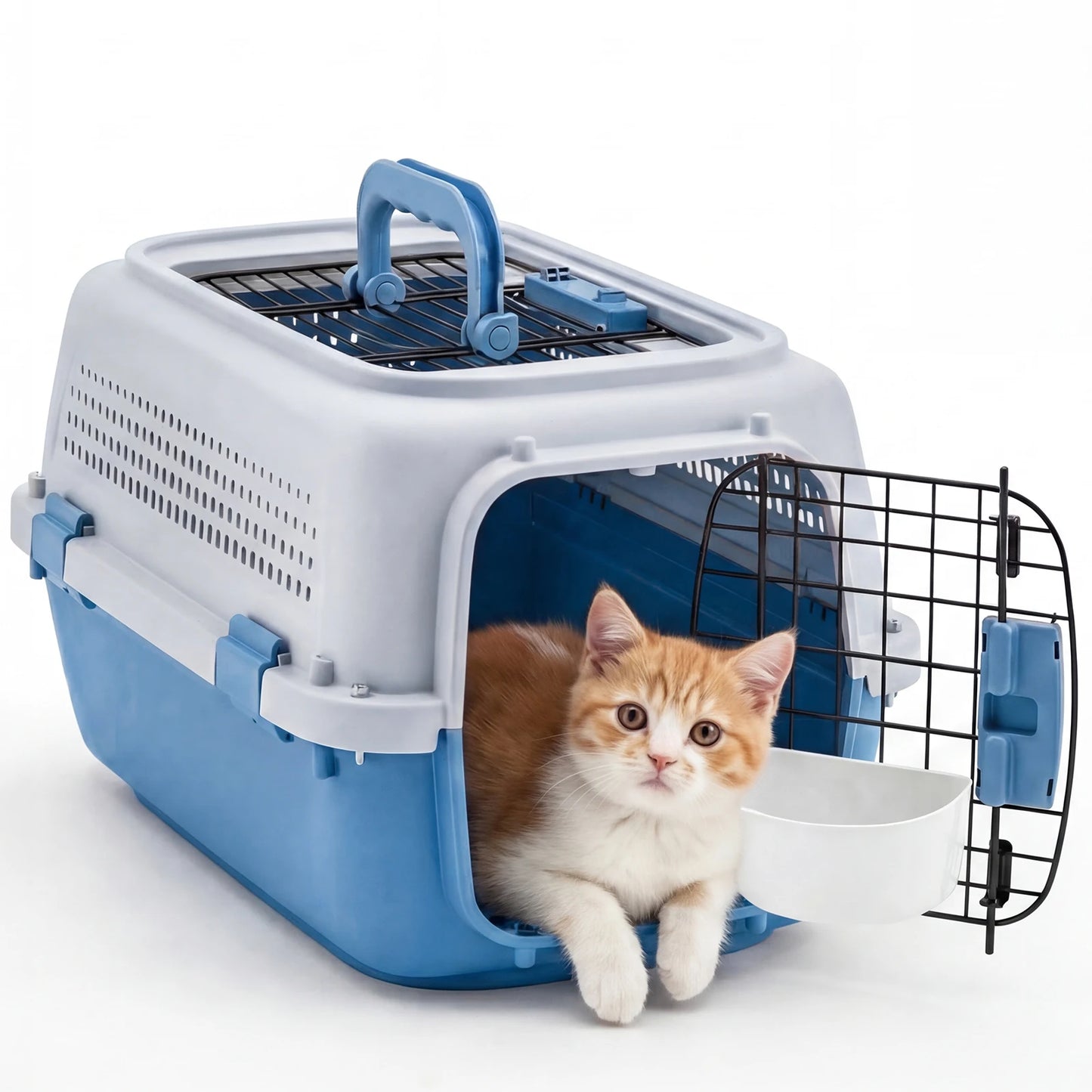 Pet Carrier For Small Dogs And Cats With Front Top Load Wire Door