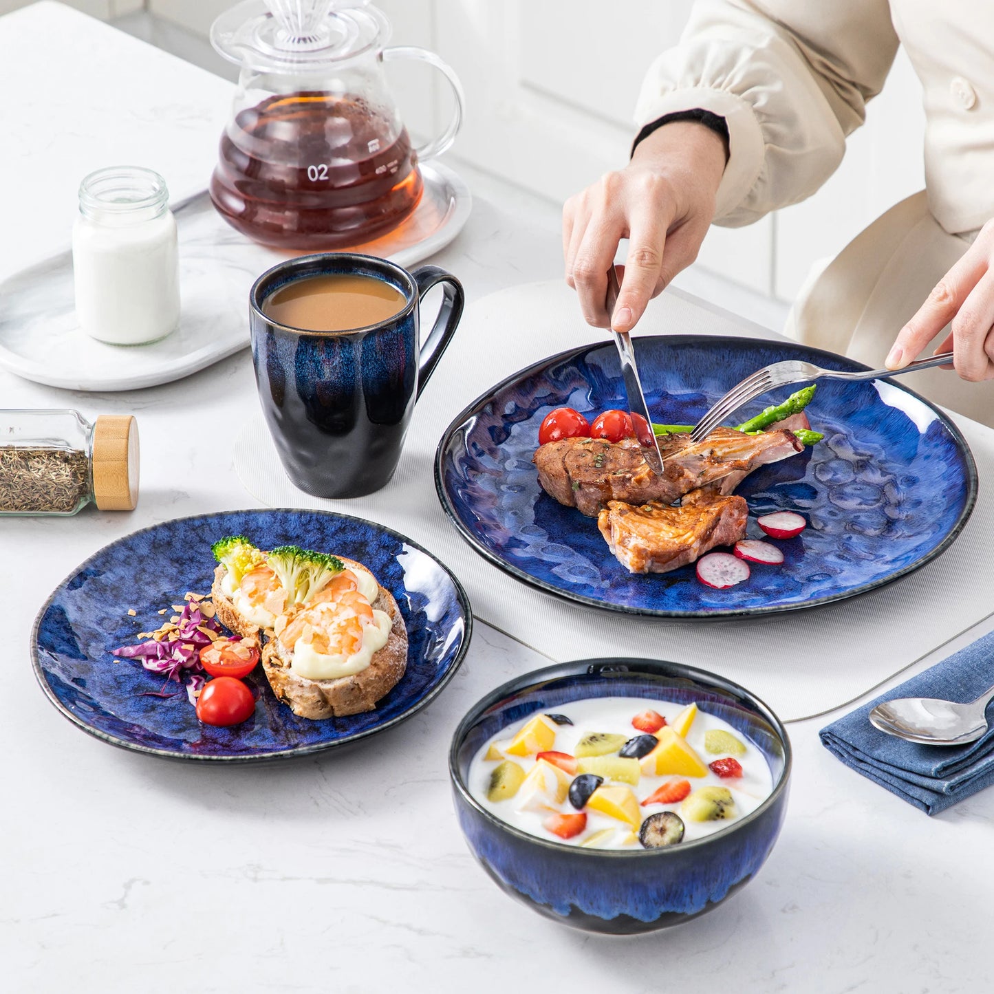 MALACASA Dinnerware Set 16/32/48-Piece Service For 4/8/12