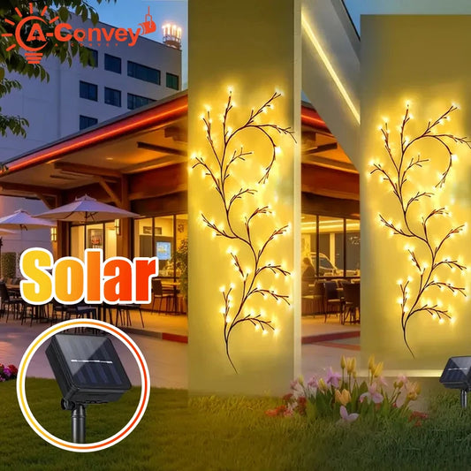 A-Convey Solar Willow Vine Light 72LED 8 Modes Outdoor Gardens