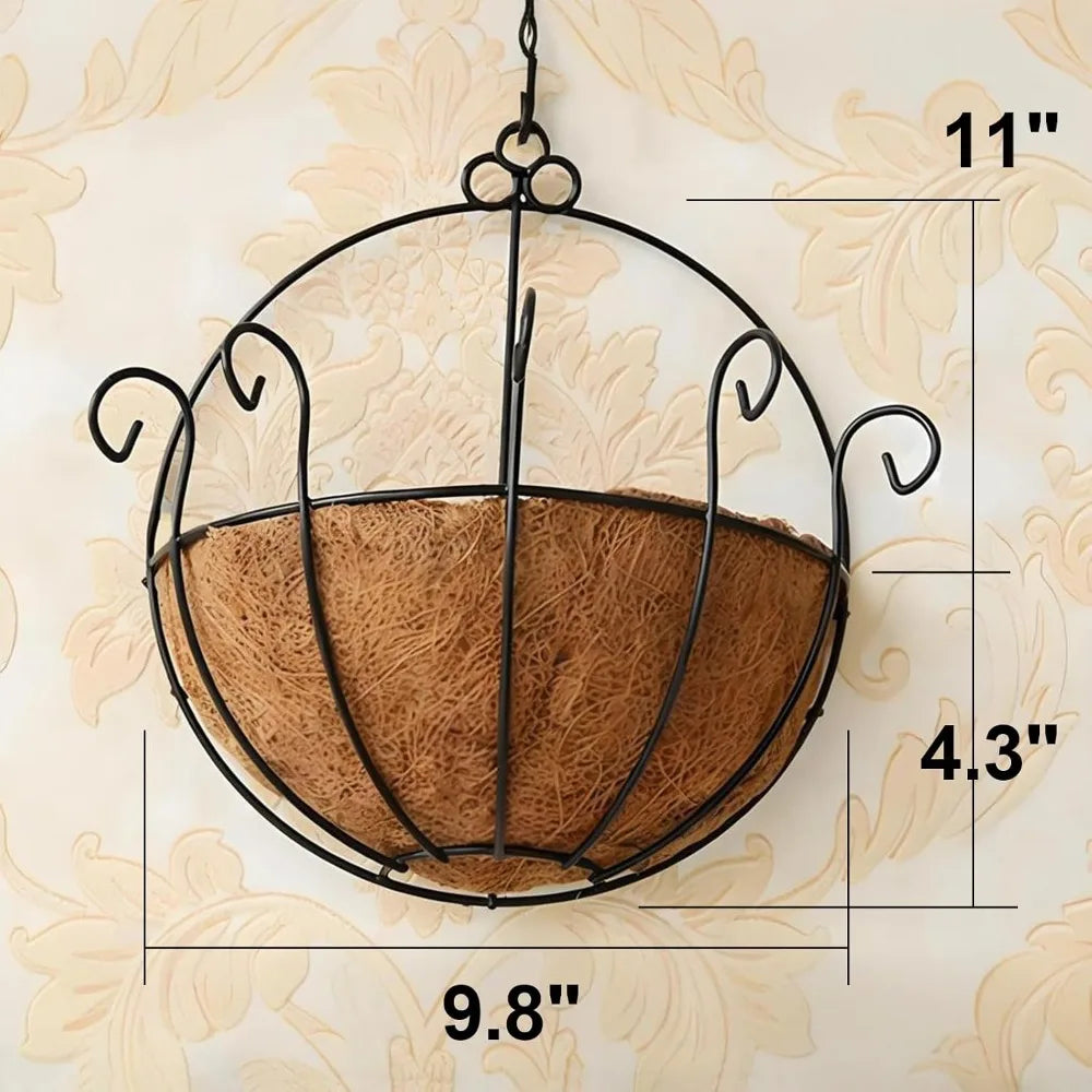 Two Pack Wall Hanging Planter Baskets With Coco Liners For Indoor Outdoor