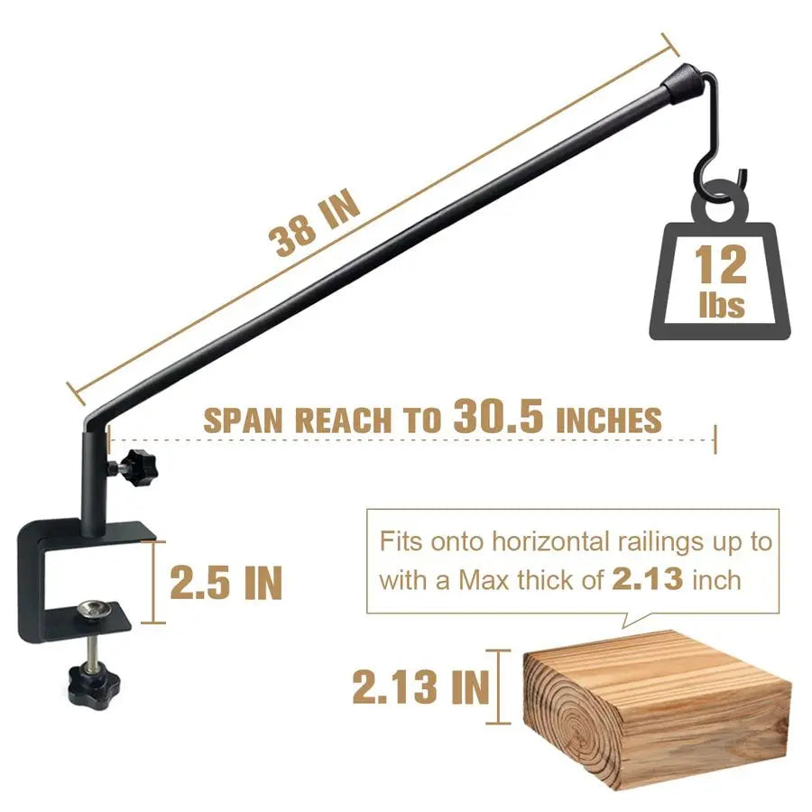 Extended Reach Deck Hook Hanger For Railing Heavy Duty Plant Holder
