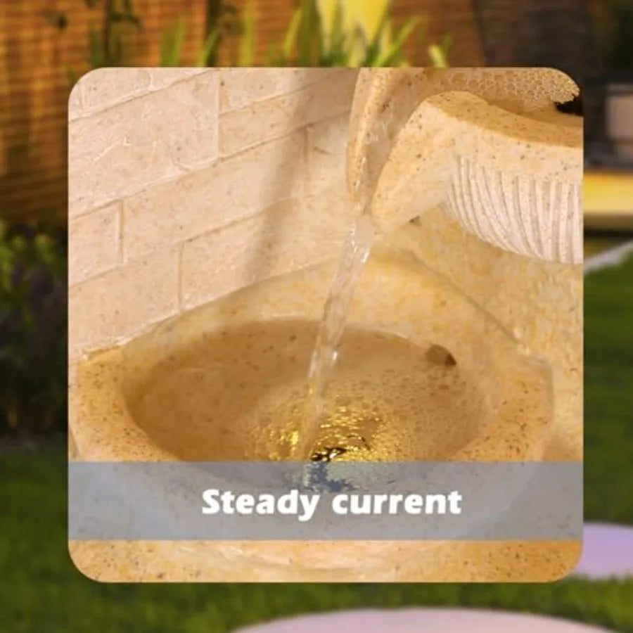 4-Tier Outdoor Water Fountain With Cascading Falls And LED Lights