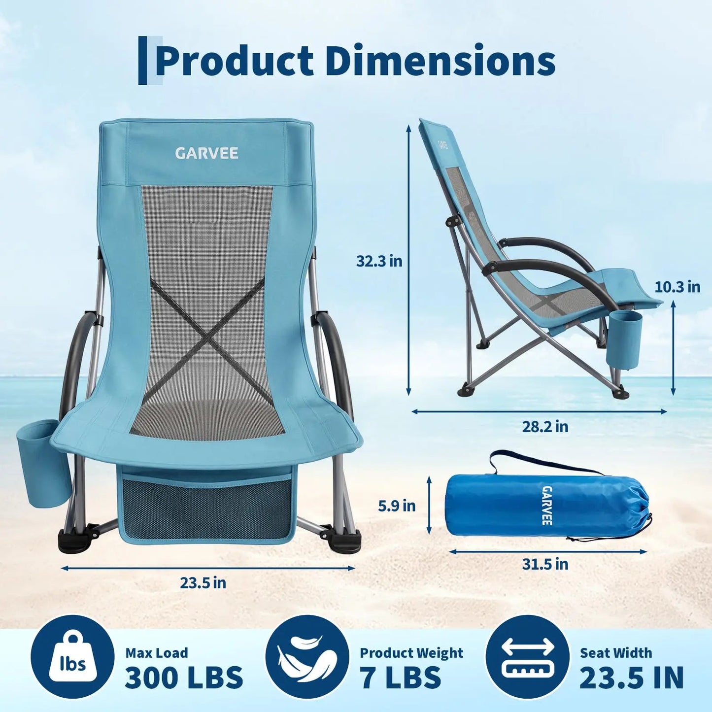 HiMISS Beach Chairs 2 Pack Folding Cup Holders Portable Outdoor