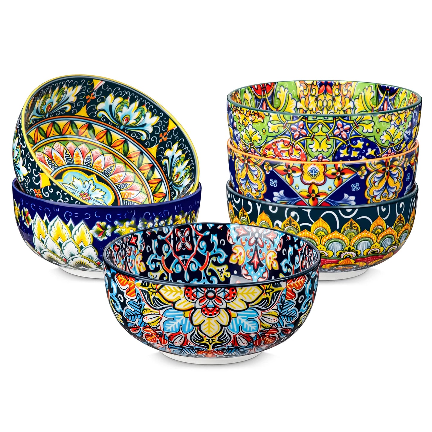 MALACASA Ceramic Cereal Bowls Set For Salad Pasta Oatmeal