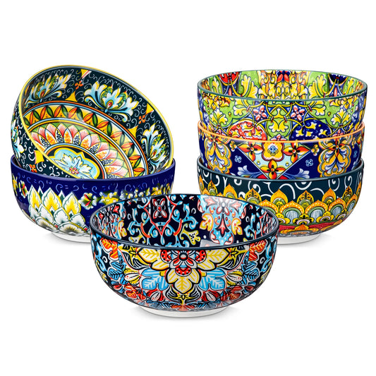 MALACASA Ceramic Cereal Bowls Set For Salad Pasta Oatmeal