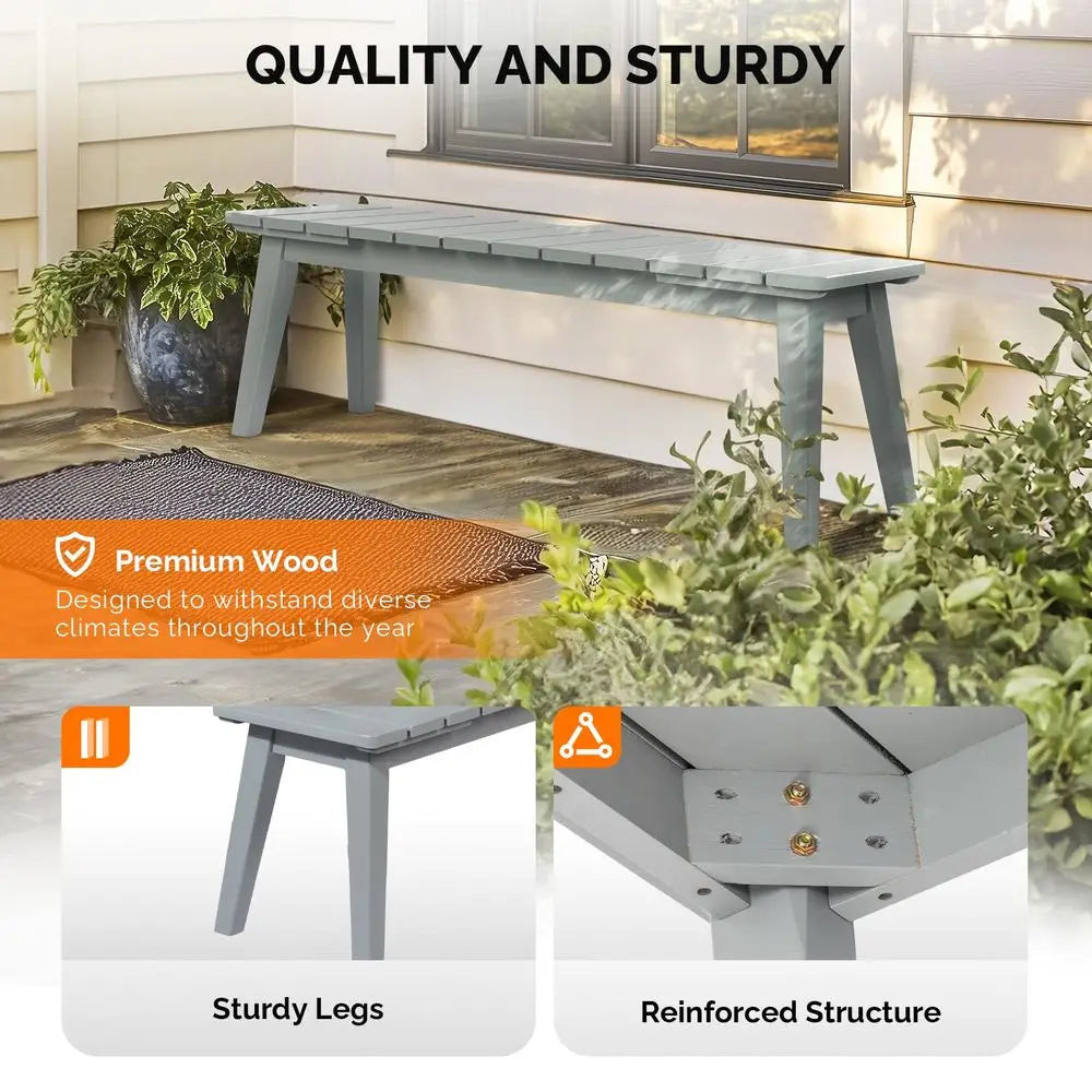 Outdoor Wooden Backless Patio Bench Weatherproof For Garden Porch