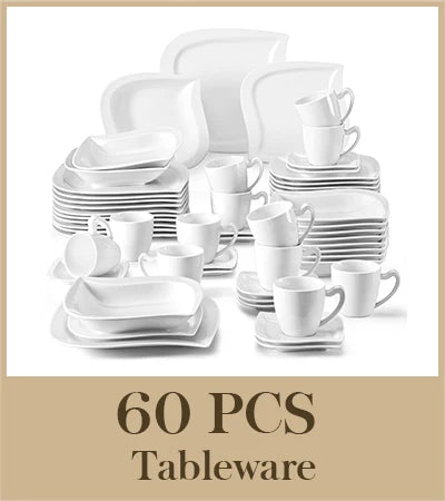MALACASA Porcelain Dinnerware Set With Cups And Saucers