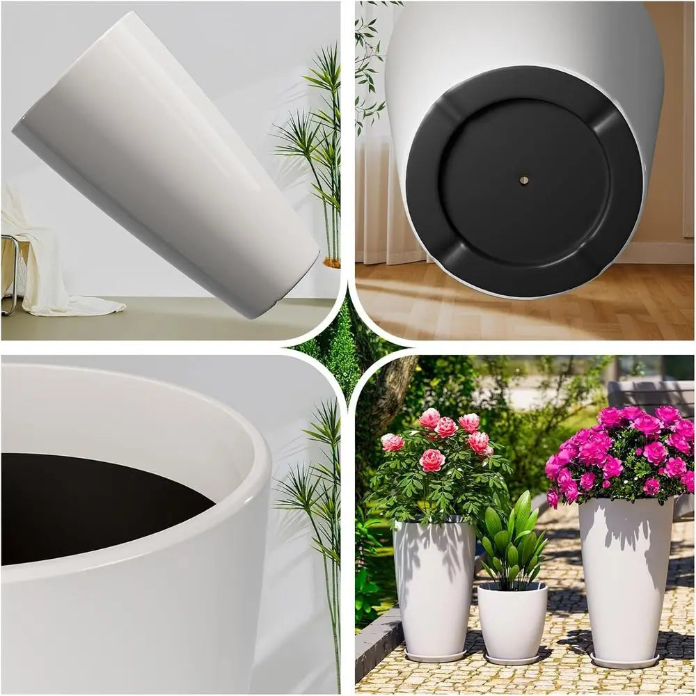Set Of 3 Planters With Drainage Holes Indoor Outdoor