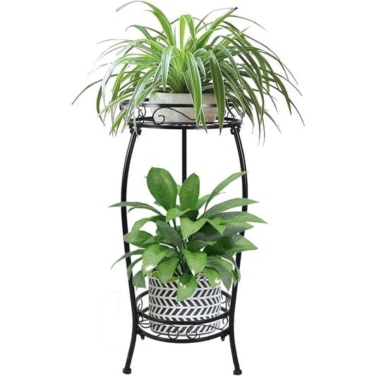 NBVCX Two-Tier Rustproof Metal Plant Stand for Indoor Outdoor