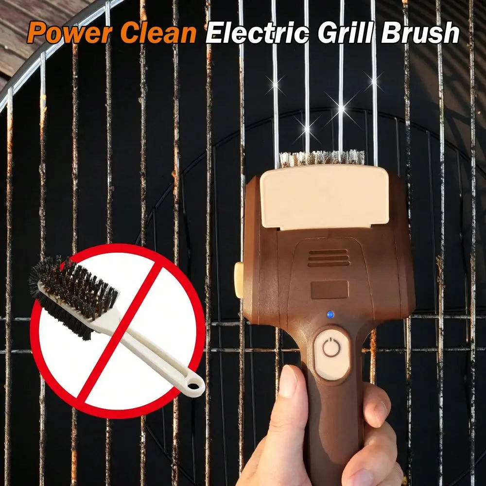 Electric BBQ Grill Brush Rechargeable Cordless Indoor Outdoor Grilling