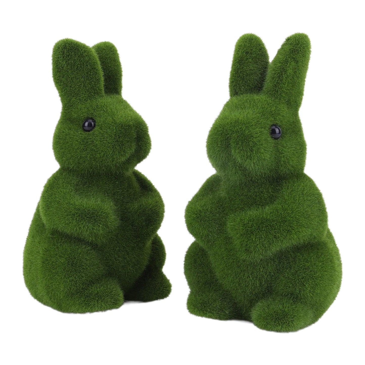 Flocking Bunny Statue Artificial Moss Rabbit Figurine For Garden Decor Patio