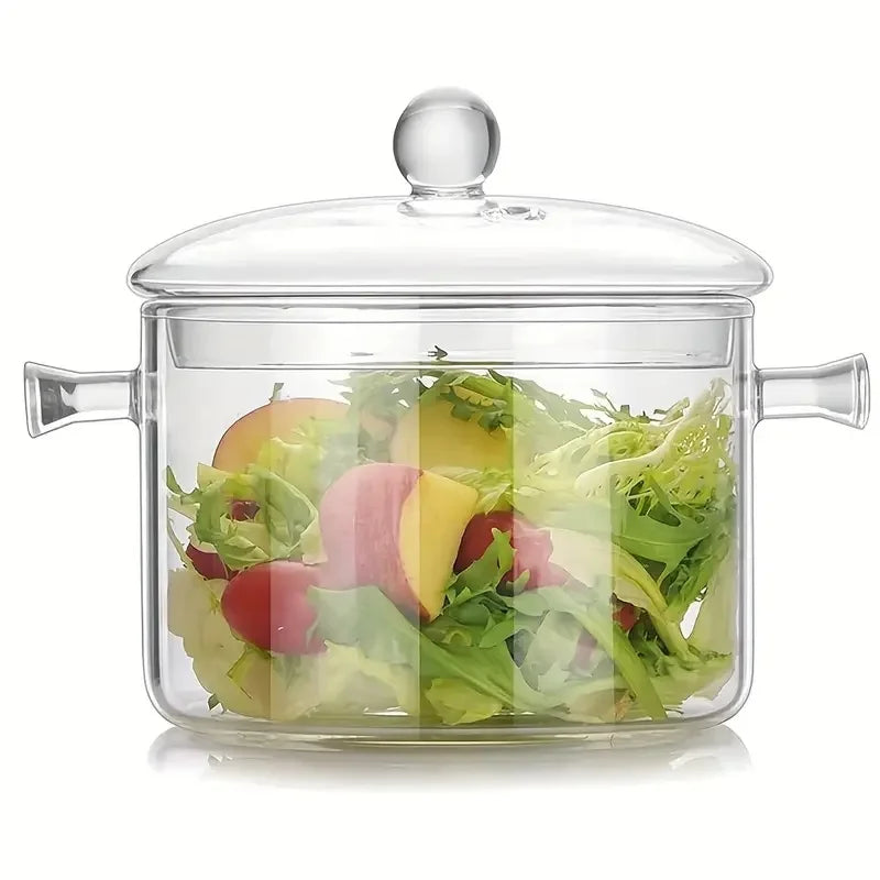 Glass Pot With Lid Clear Soup Pot Open Cookware Kitchen