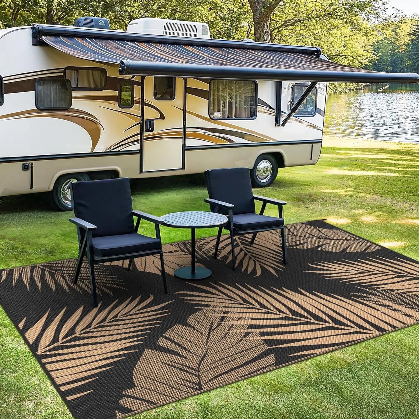 Outdoor Waterproof Rug For Patio And RV Reversible Indoor Outdoor Mat