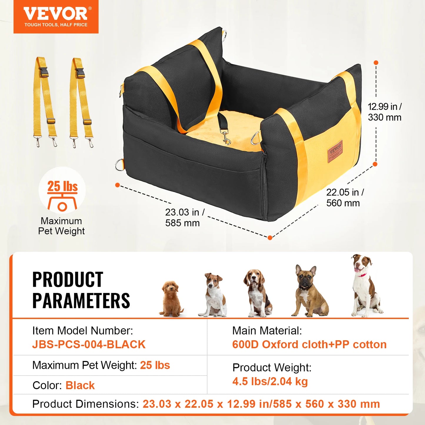 SucceBuy Waterproof Dog Car Seat Booster With Clip-On Leash