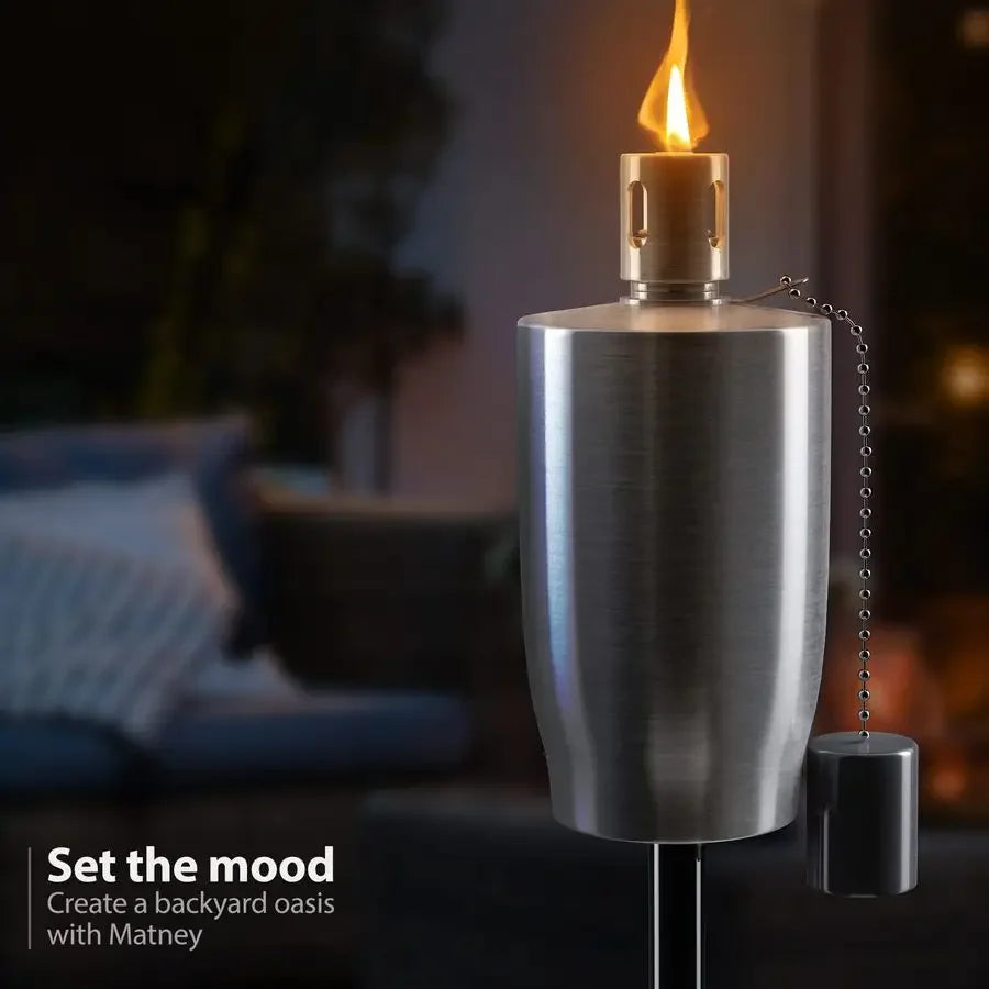 XMSJ Stainless Steel Outdoor Torches With Fiberglass Wick And Snuffer