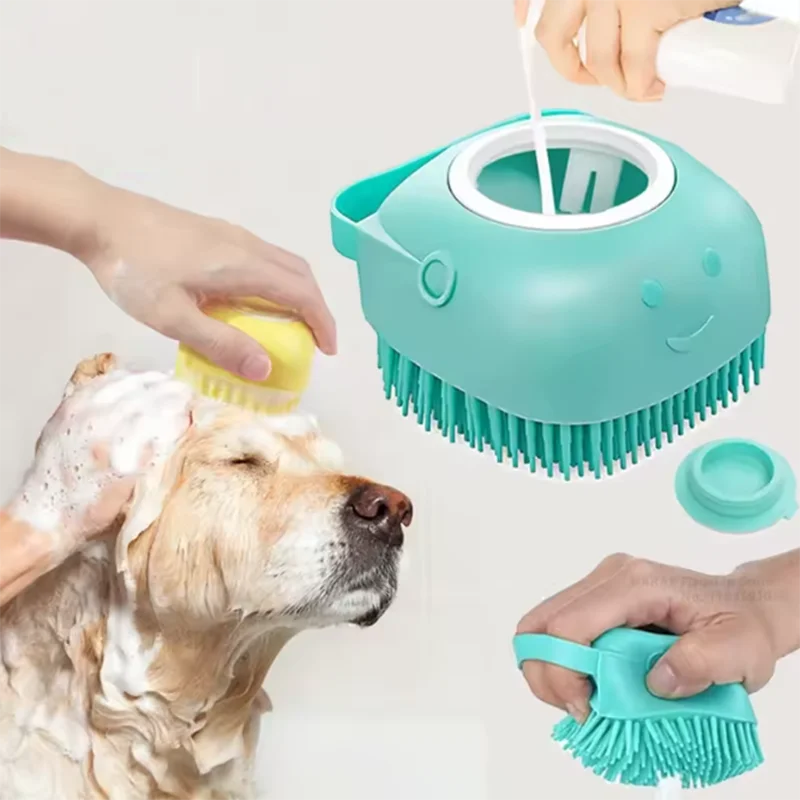 Pet Massage Brush Silicone Bath Tool For Dogs And Cats