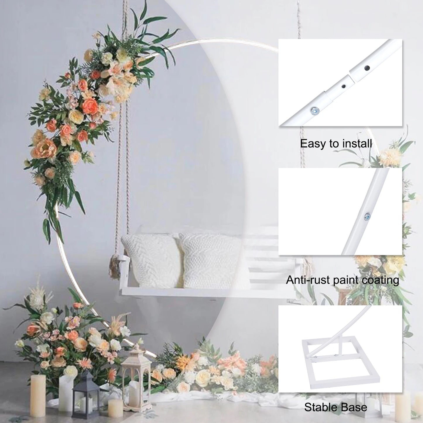 Round Wedding Arch Frame Metal Backdrop Stand For Balloons And Flowers