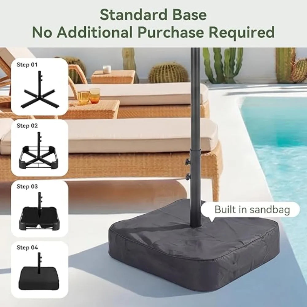 Outdoor Rectangular Patio Umbrella With Crank And Base Included
