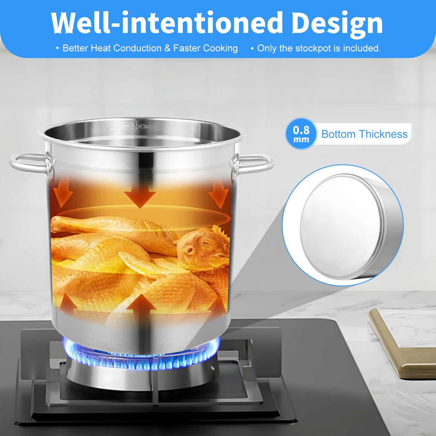 Stainless Steel Soup And Stock Pot With Lid And Durable Handles For Everyday Use