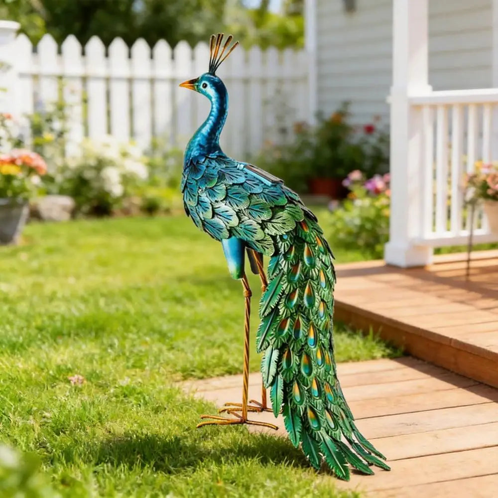 Peacock Metal Garden Statue For Yard, Patio And Lawn Decor
