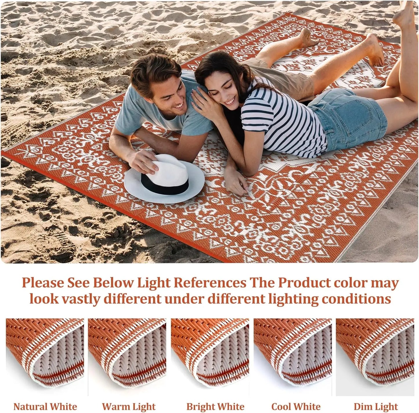 TWISTER.CK Waterproof Outdoor Patio Rug Reversible Geometric Mat