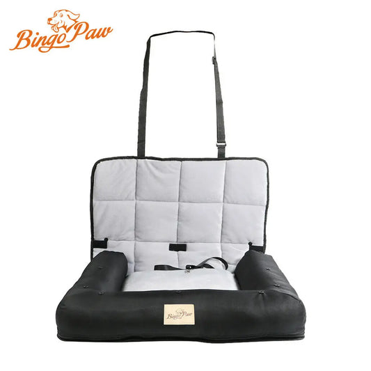 BINGOPAW Waterproof Dog Car Seat Bed With Removable Pad Cover And Safety Belt
