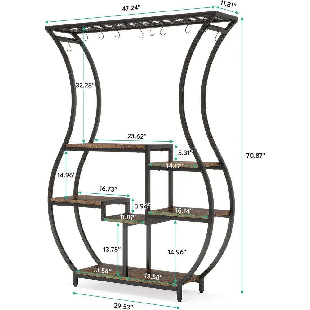 RBXC Vase Shaped Ladder Plant Stand With 10 Hanging Hooks