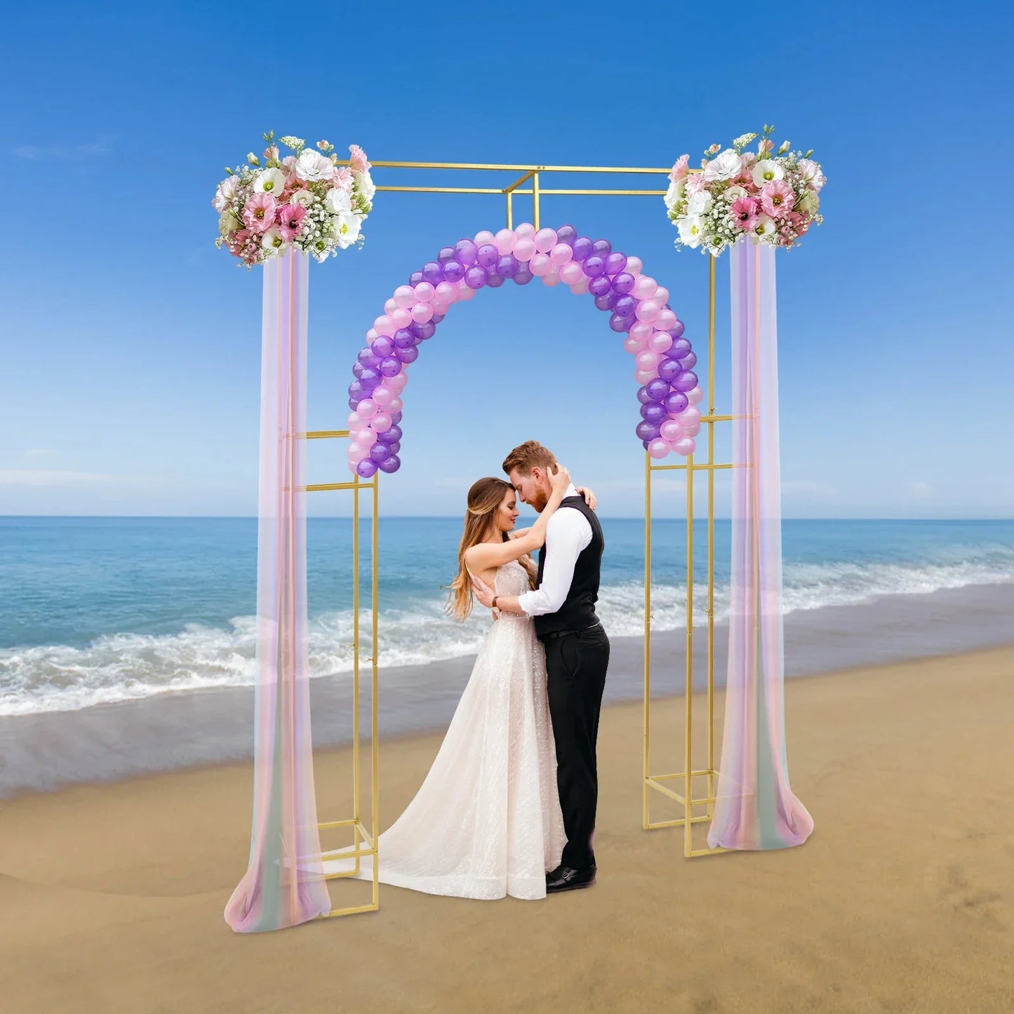 Gold Wedding Arches Ceremony Metal Balloon Arch Stand Garden Arbor