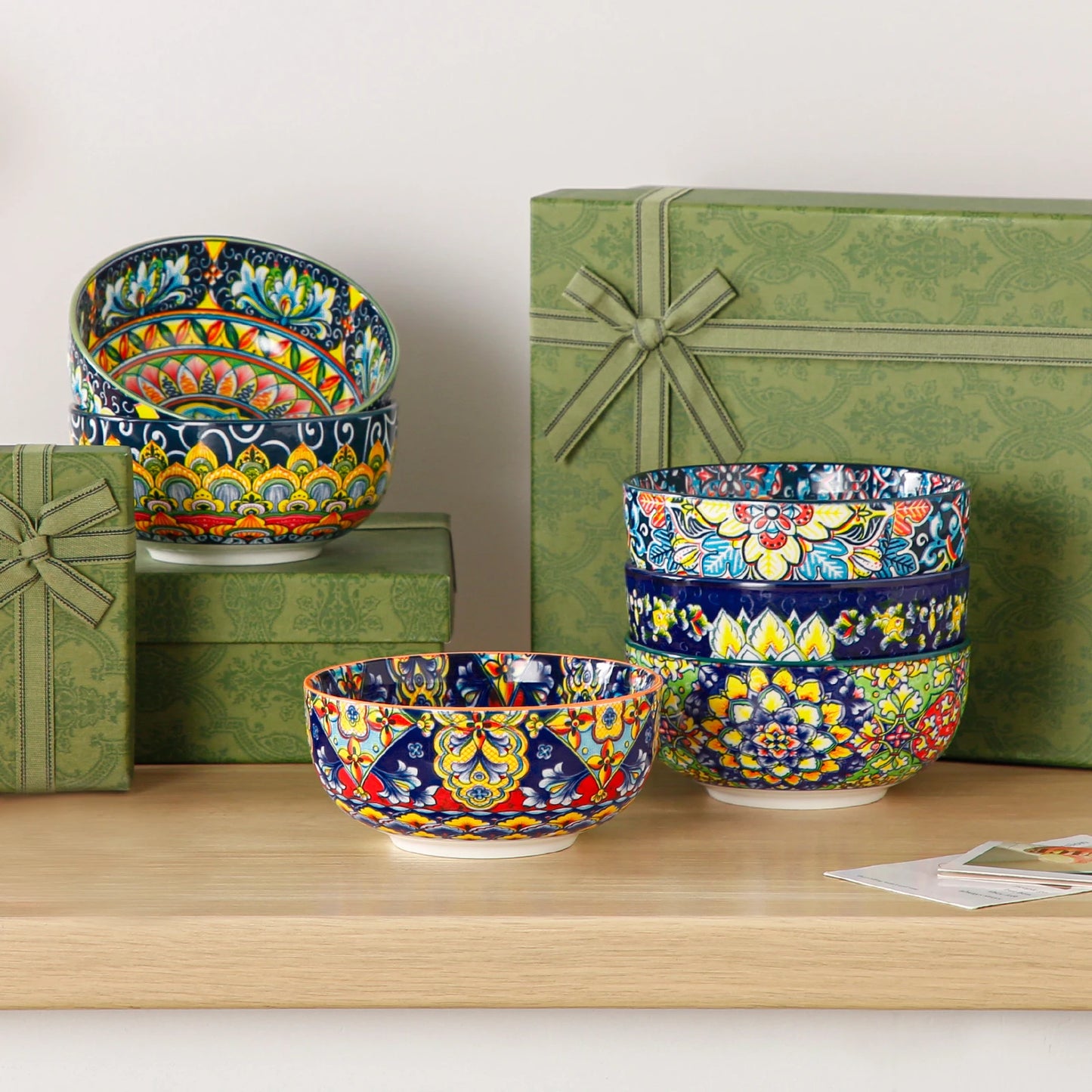 MALACASA Ceramic Cereal Bowls Set For Salad Pasta Oatmeal