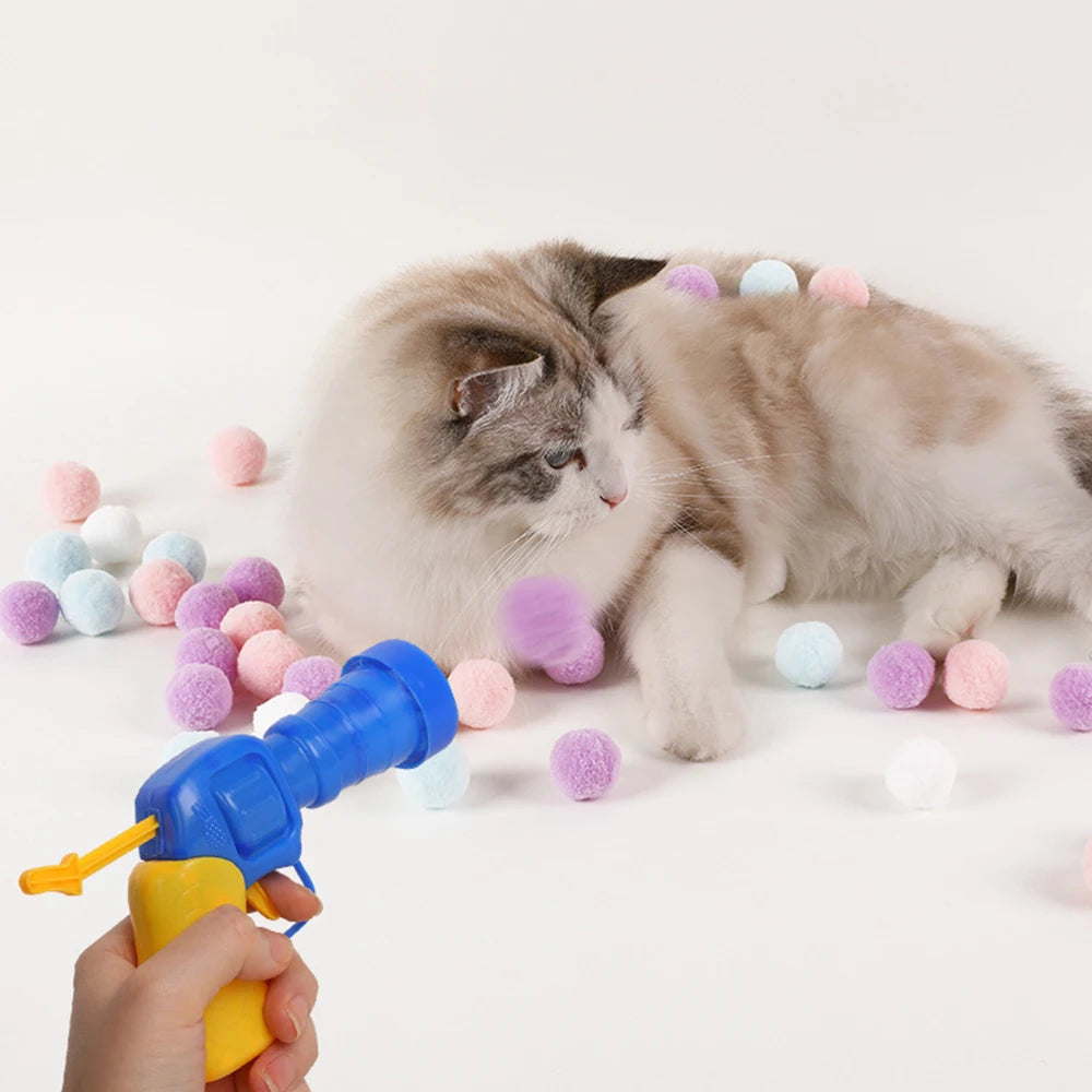 Cat Plush Ball Launcher Toy For Interactive Pet Play