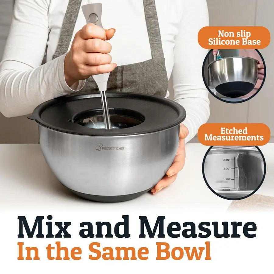 Stainless Steel Mixing Bowls With Lids Set Non Slip Base Grater Attachments