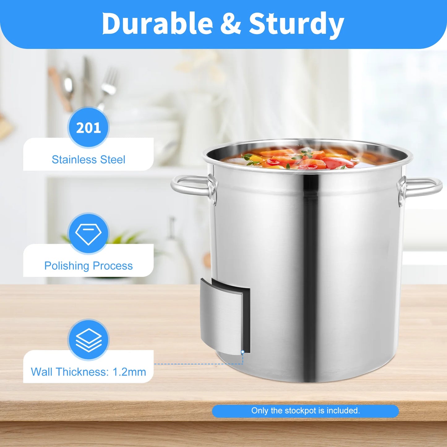Stainless Steel Soup And Stock Pot With Lid And Durable Handles For Everyday Use