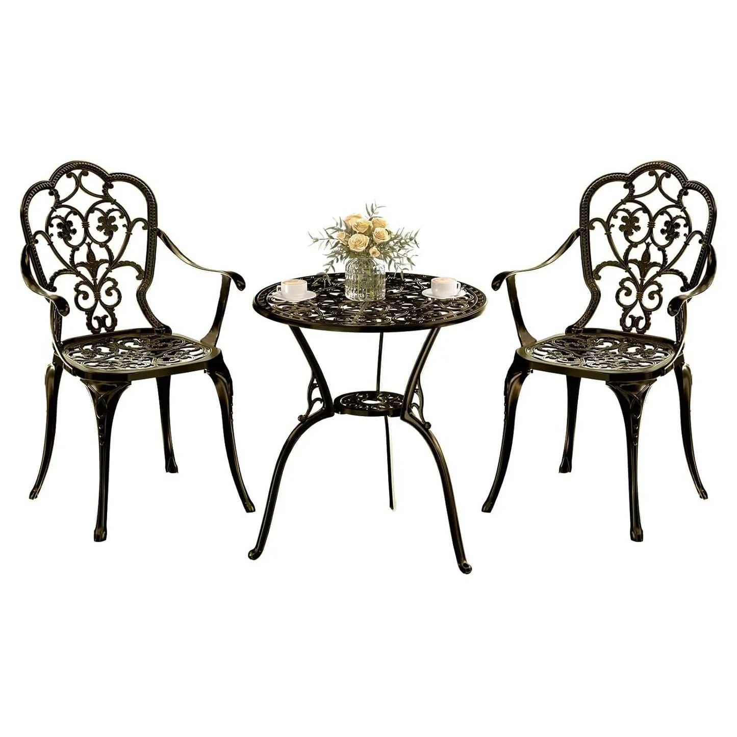 Cast Aluminum Bistro Set Outdoor Patio Table And Chairs