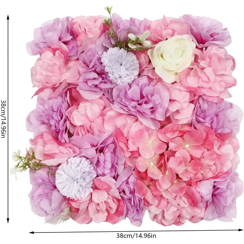 12 Piece 3D Silk Flower Wall Panels Backdrop Hydrangea Rose