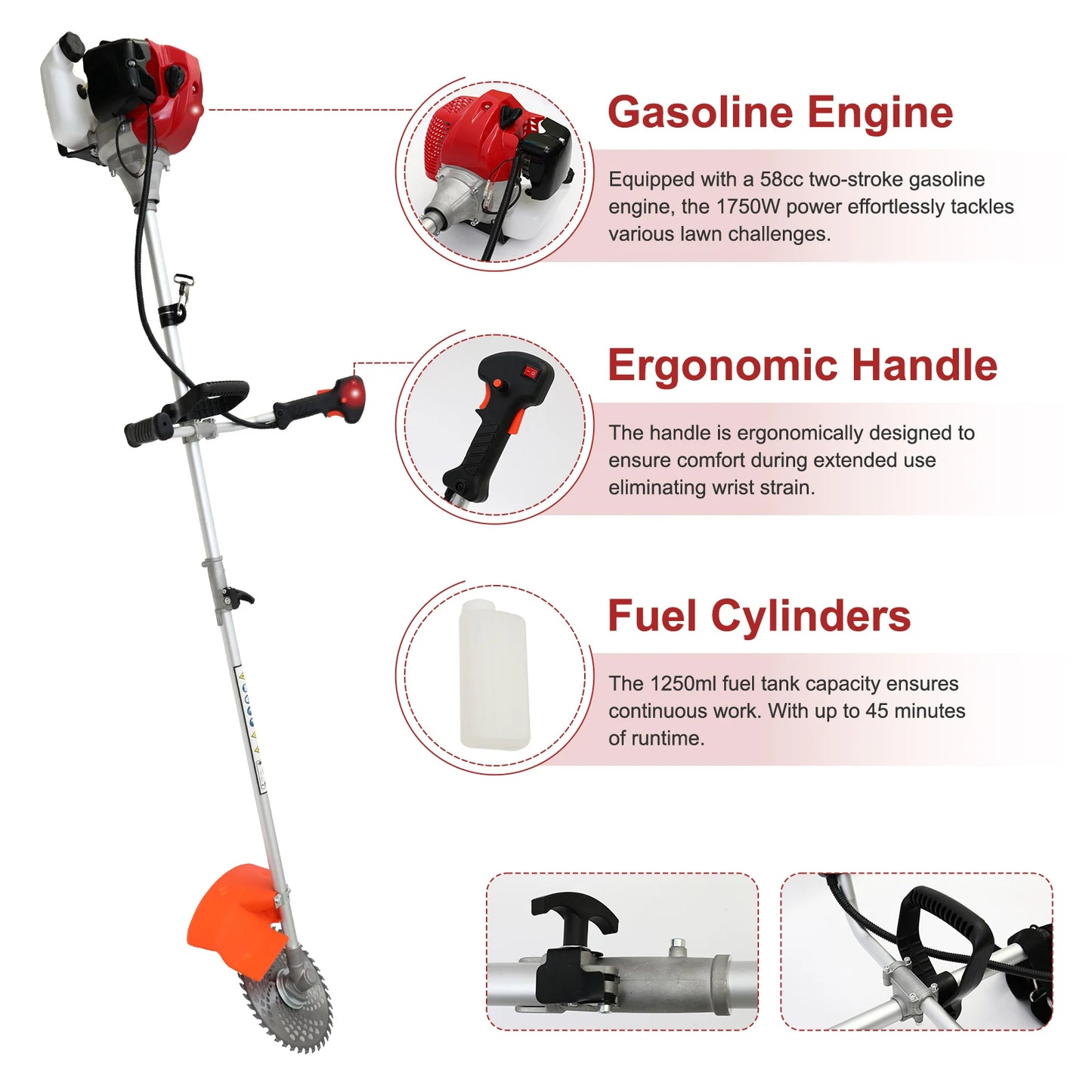 Gas Powered 4-In-1 Weed Wacker With Four Heads All-In-One Tool