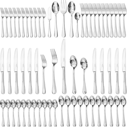 65 Piece Stainless Steel Flatware Set For 12 With Utensils