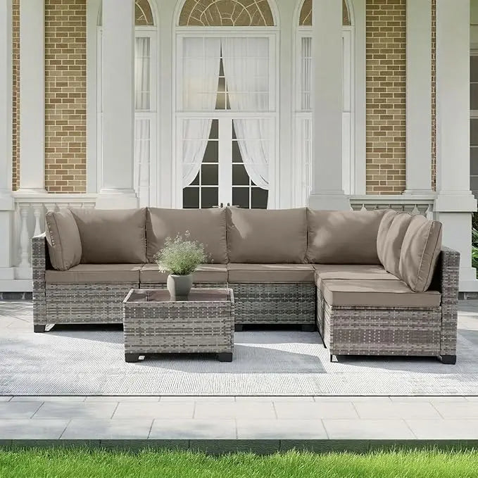 Outdoor 7 Piece Patio Furniture Set All Weather Wicker