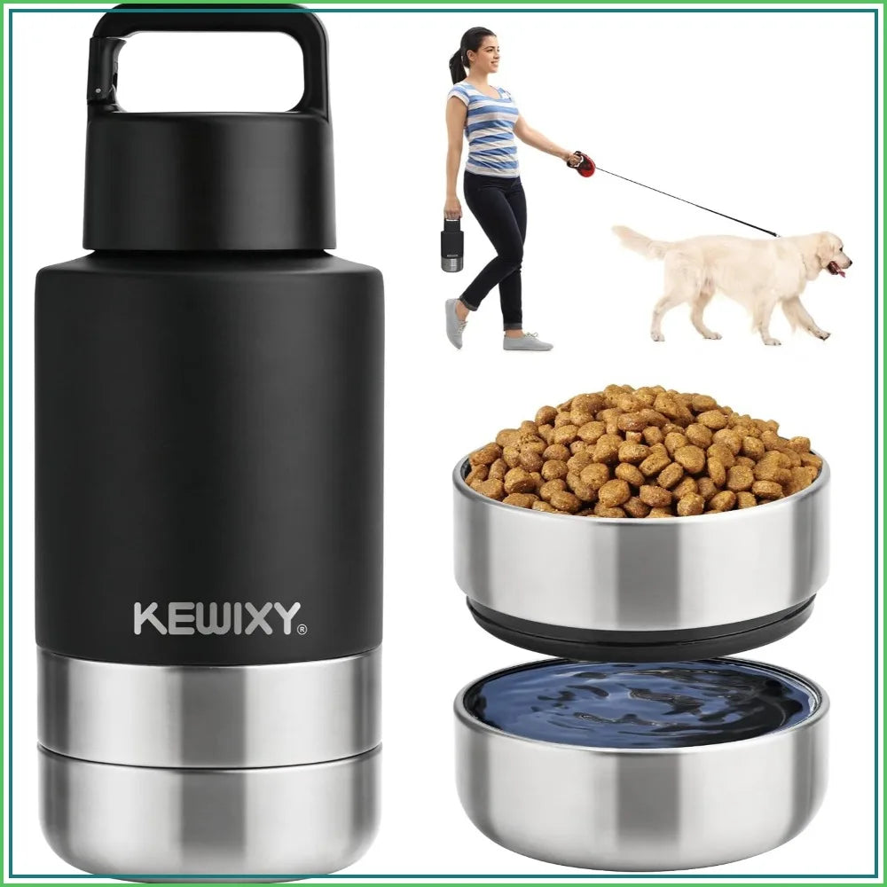 3-In-1 Insulated Dog Water Bottle With Detachable Bowls