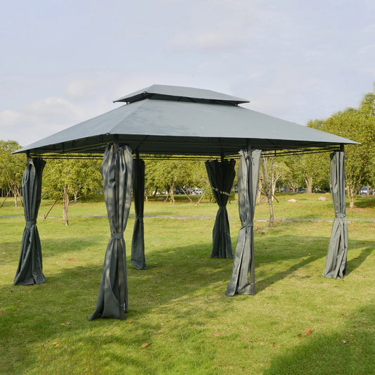 Outsunny Two Tier Ventilated Canopy Gazebo Shelter Outdoor