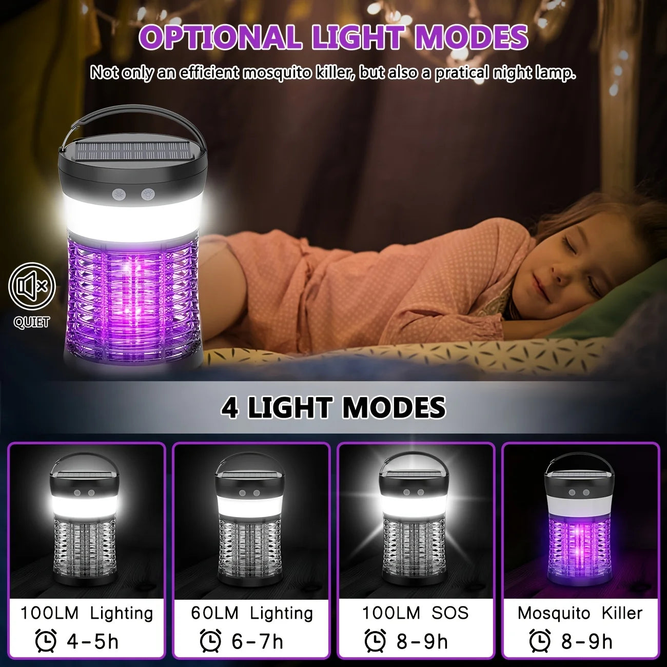Bug Zapper 3000V Mosquito Killer Rechargeable Indoor Outdoor