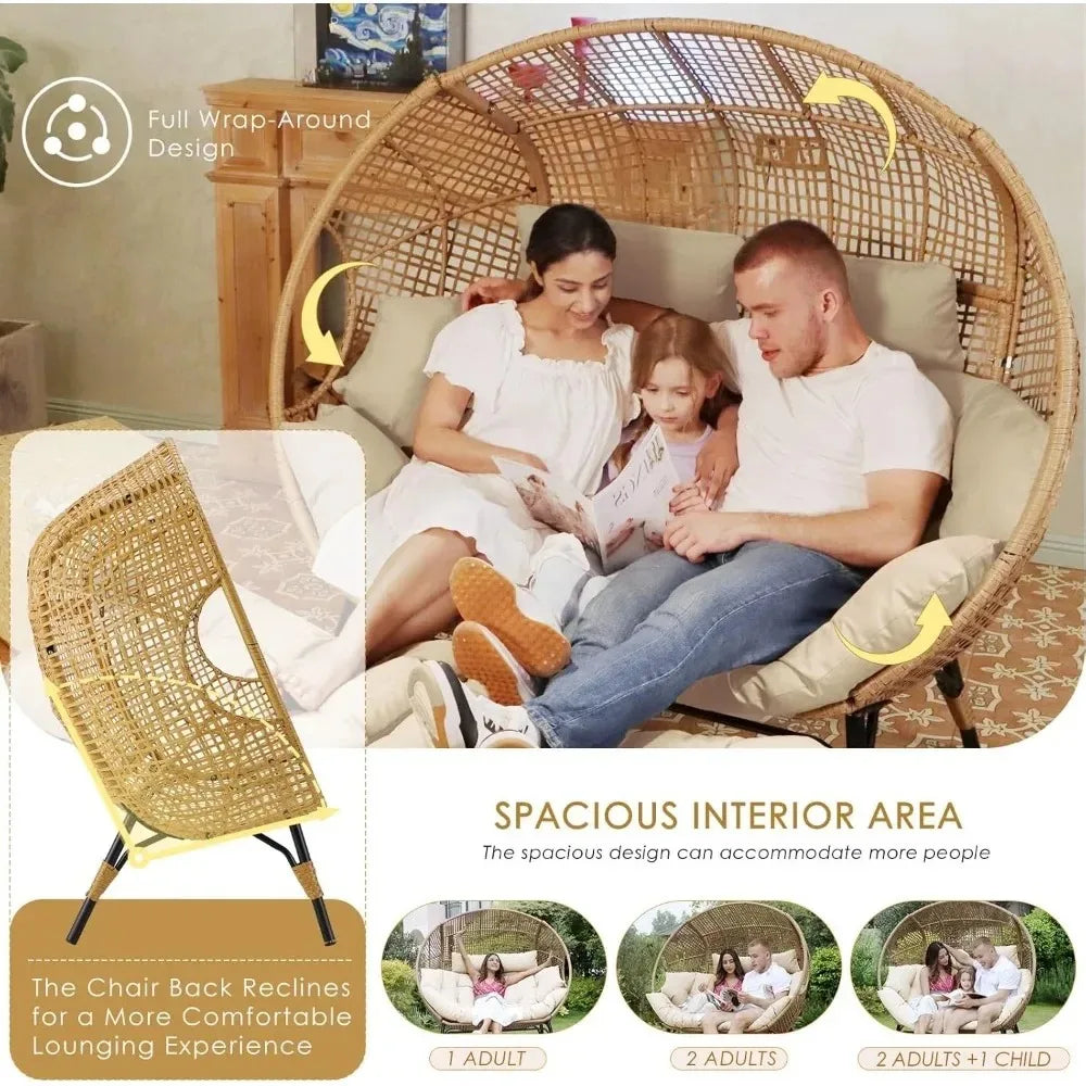 Double Egg Lounge Chair For Indoor Outdoor Patios And Decks