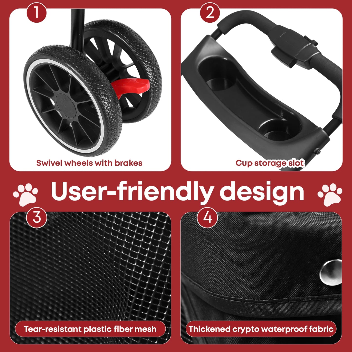 Chihuahua Pet Stroller for Small and Medium Dogs Cats Foldable