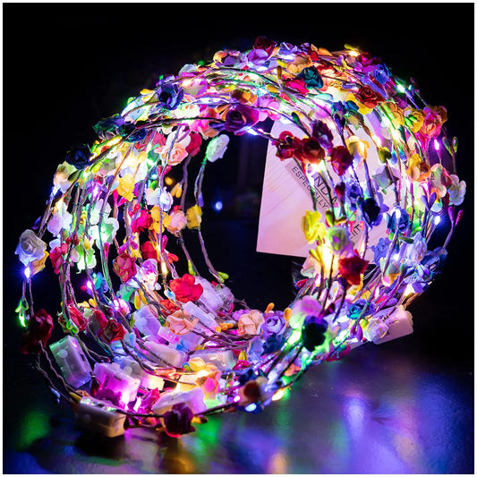 Paper Rose Wreath Set LED Light Up Headbands For Parties